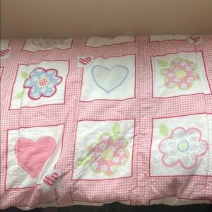 Pink and White Floral Heart Quilt